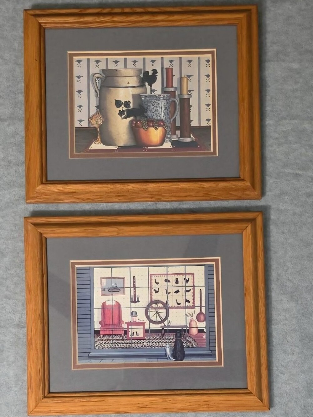 Vintage FIGI Graphics Country Cuts Framed Prints Set Pat Pearson Americana Folk